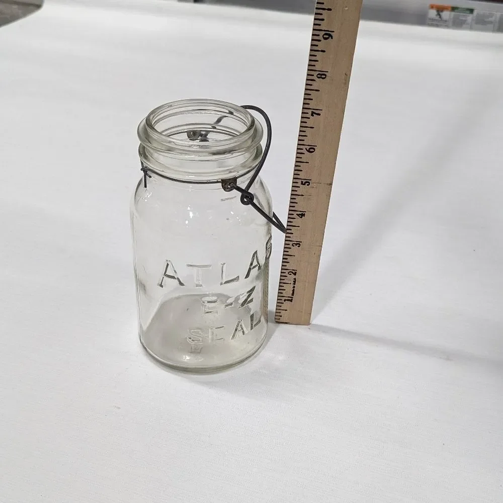 Vintage Atlas E-Z Seal Clear‎ Quart Canning Jar